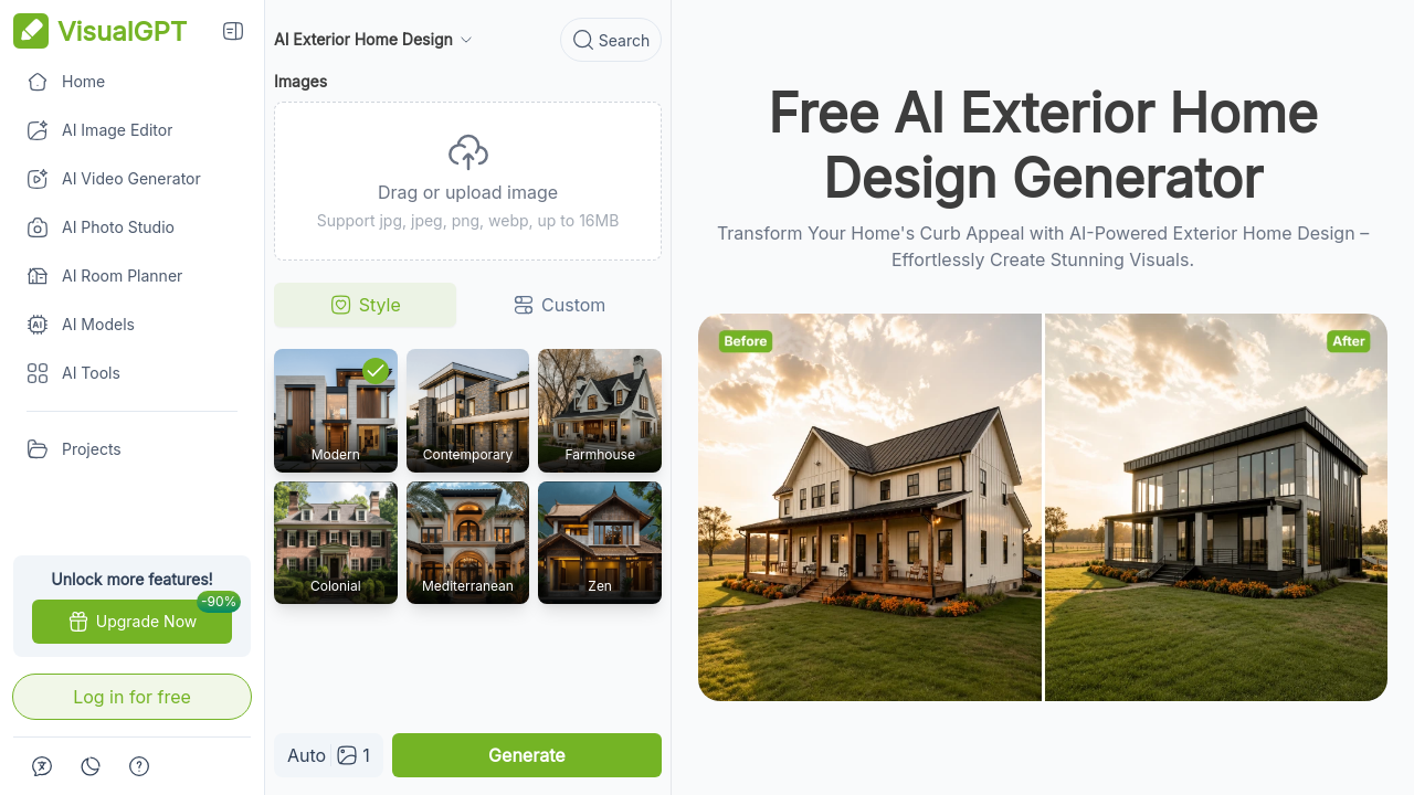 VisualGPT.io, Best for Style Variety homepage screenshot
