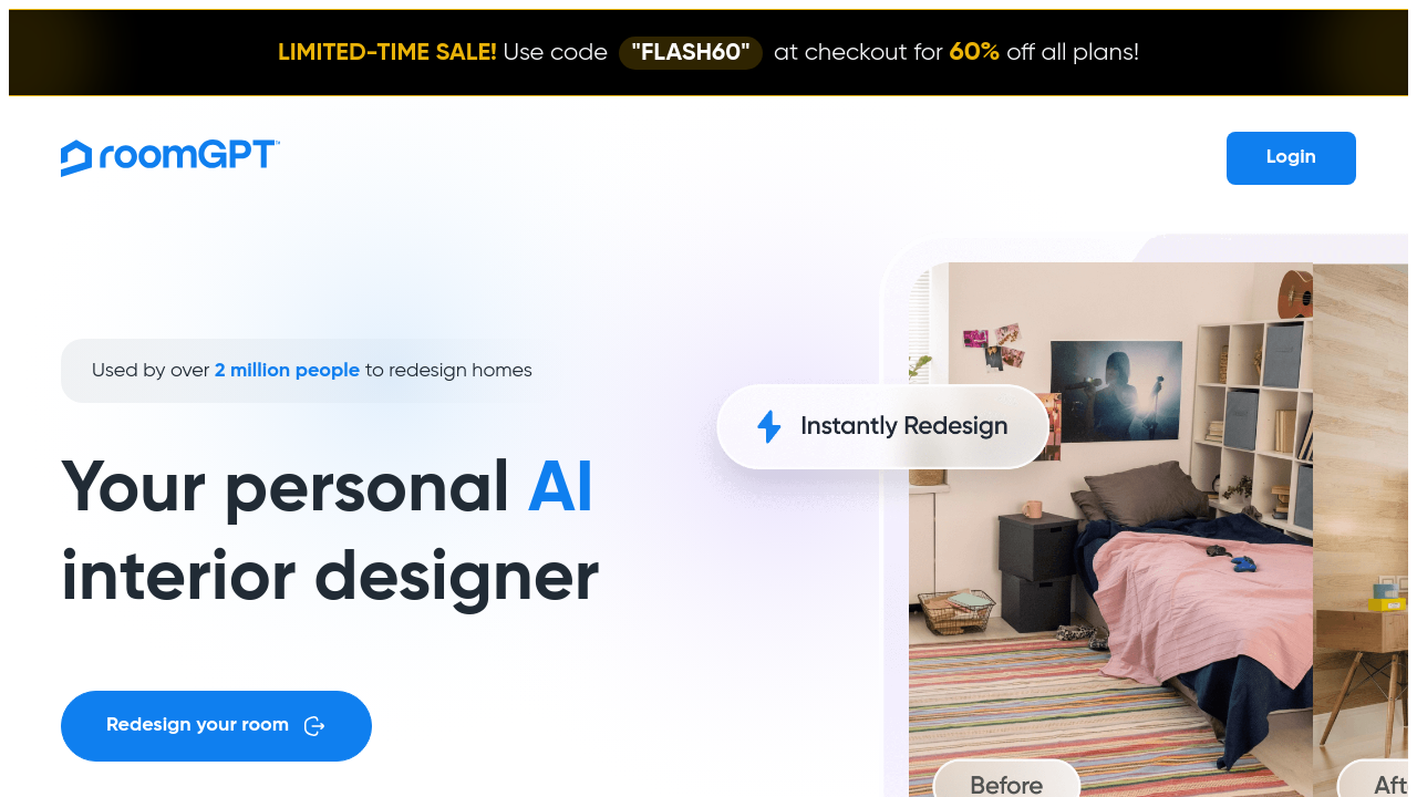 RoomGPT homepage screenshot