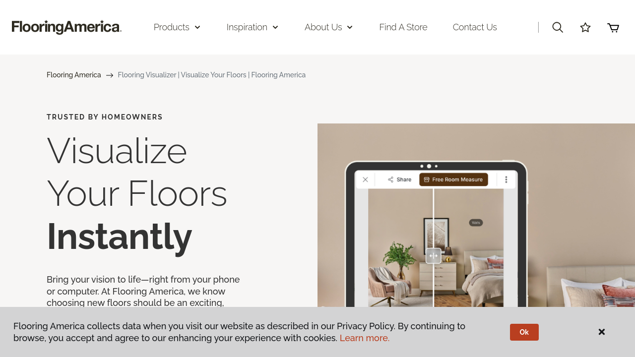 Flooring America My Floor Style homepage screenshot