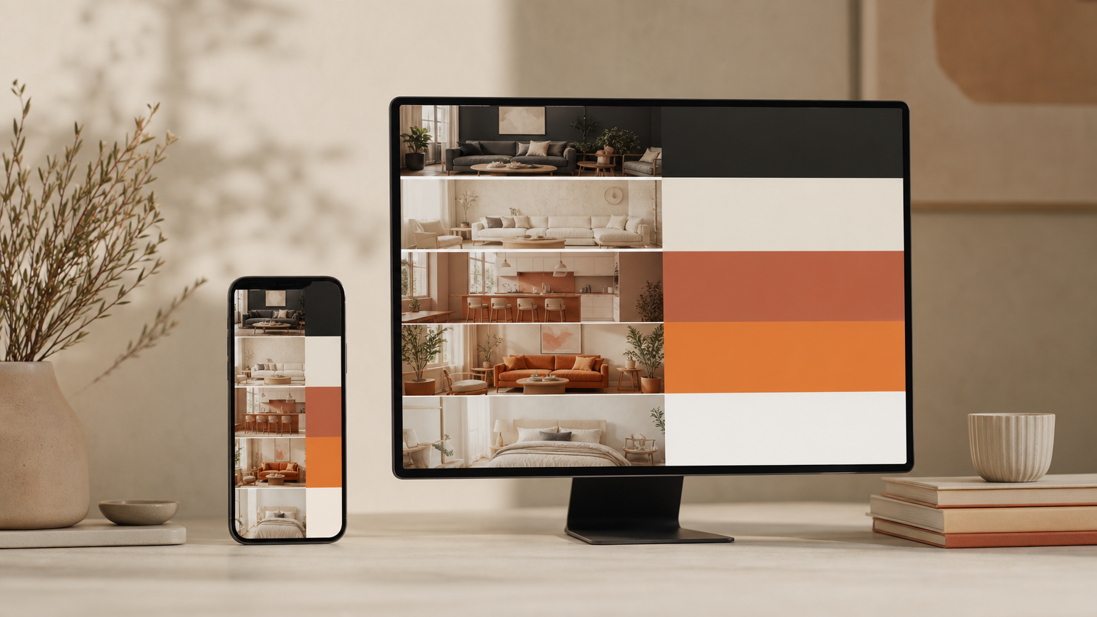 Multiple devices displaying a ranked list of the best free AI interior design tools available for homeowners and professionals.