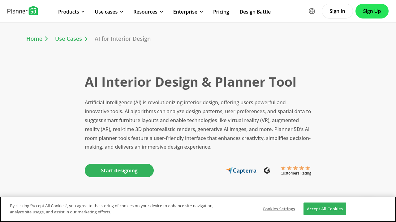 Planner 5D homepage screenshot