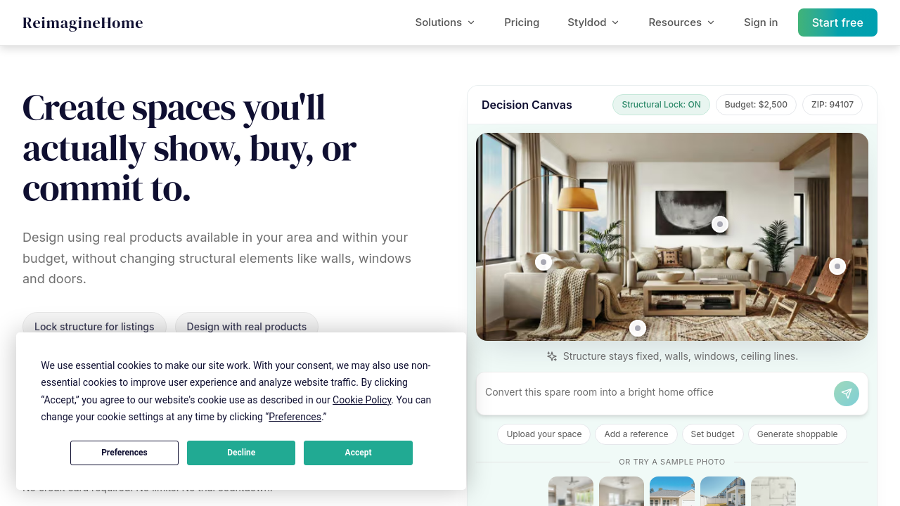 ReimagineHome homepage screenshot