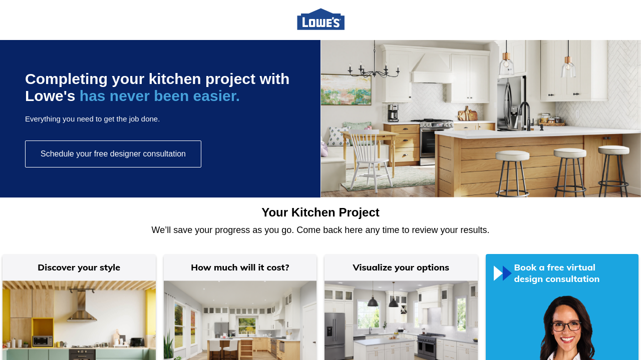 Lowe's Kitchen Visualizer homepage screenshot