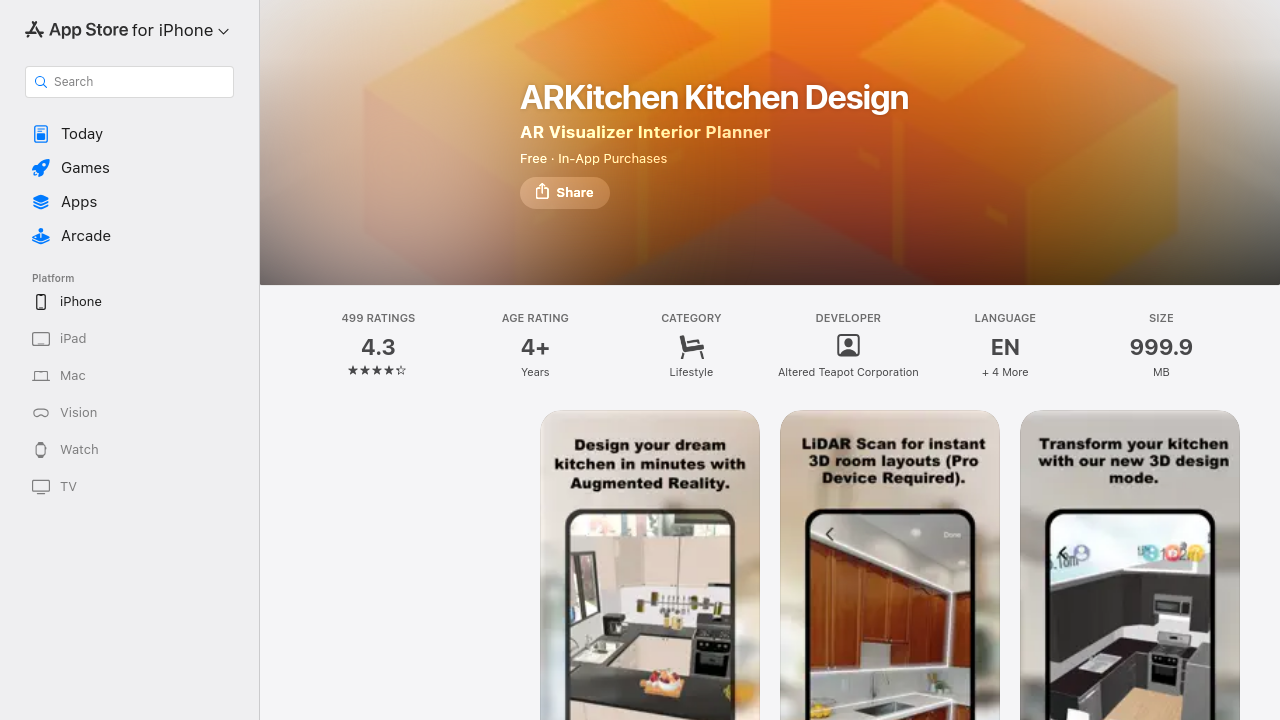 ARKitchen homepage screenshot