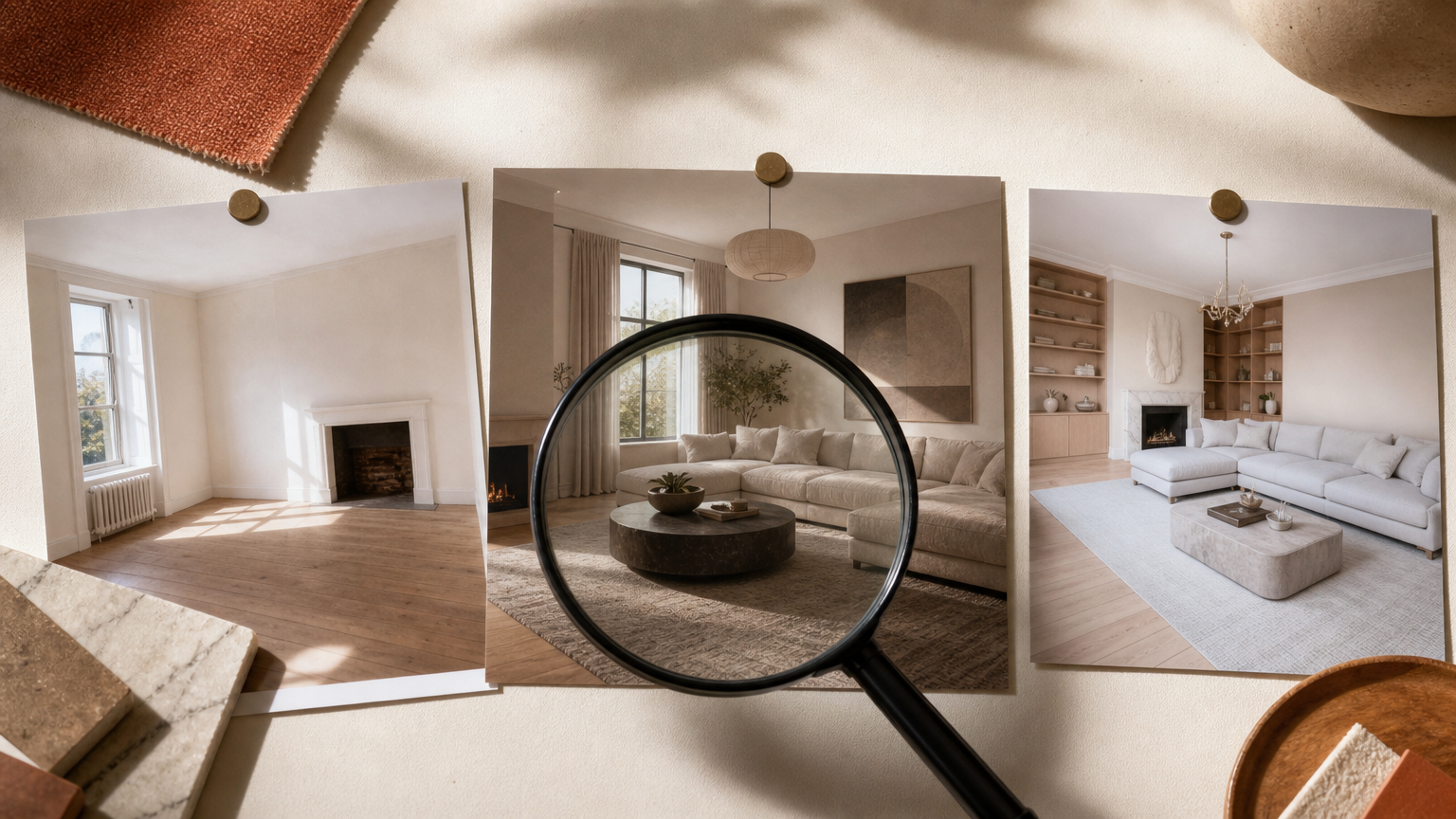 Comparison of photorealistic versus artificial AI room renders, showing the quality criteria used to evaluate room makeover apps