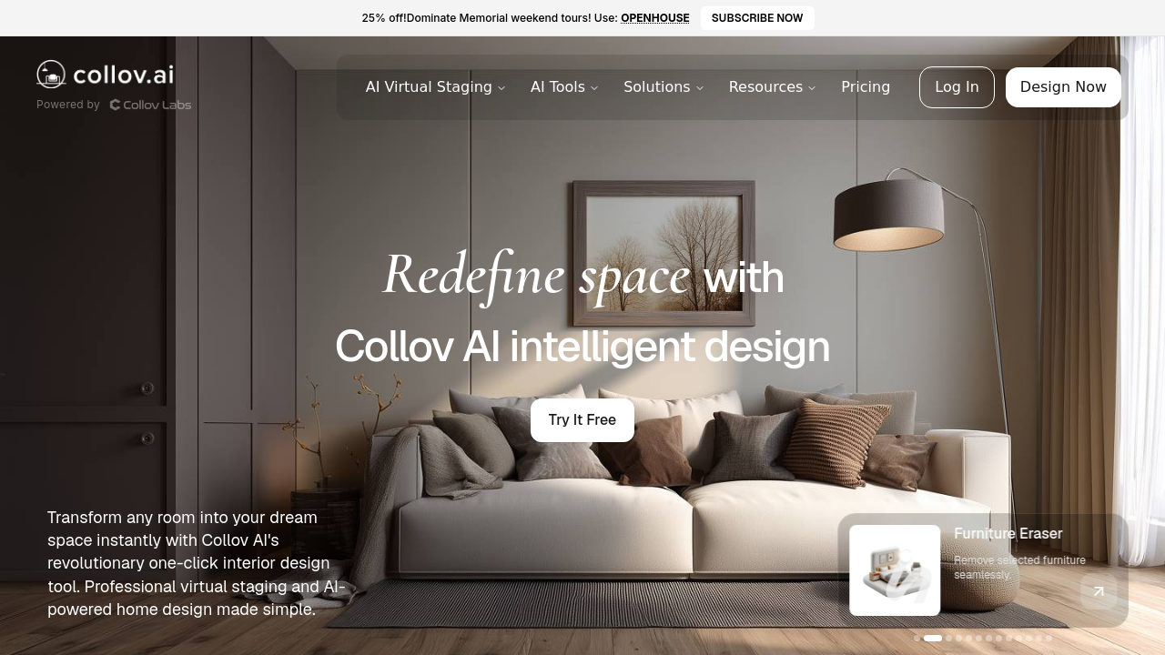 Collov AI: Best for Affordable AI Staging homepage screenshot