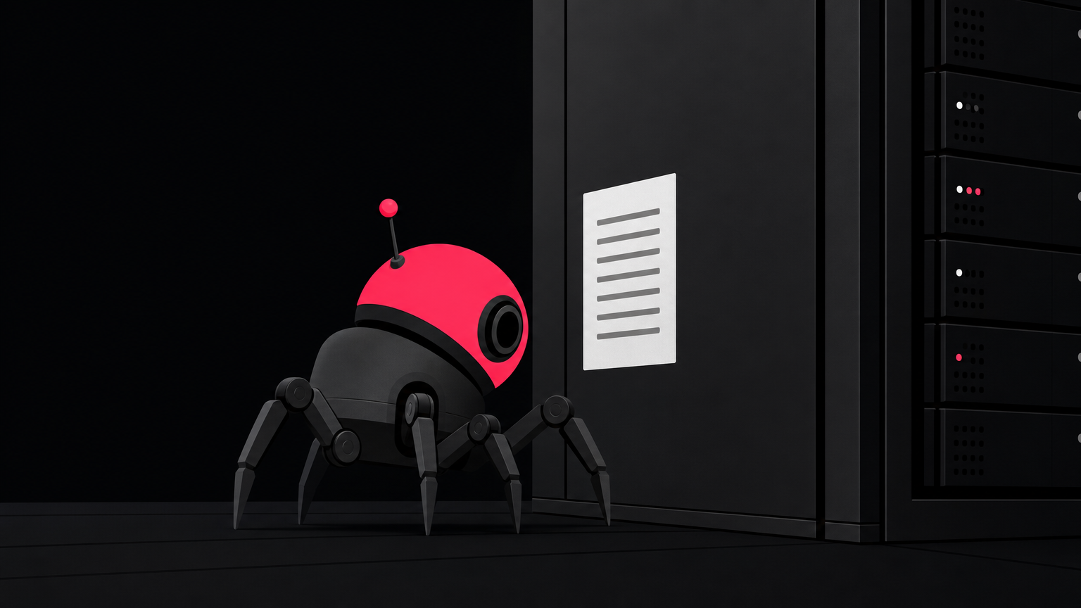Illustration showing a web crawler checking the robots.txt file before requesting URLs from a server