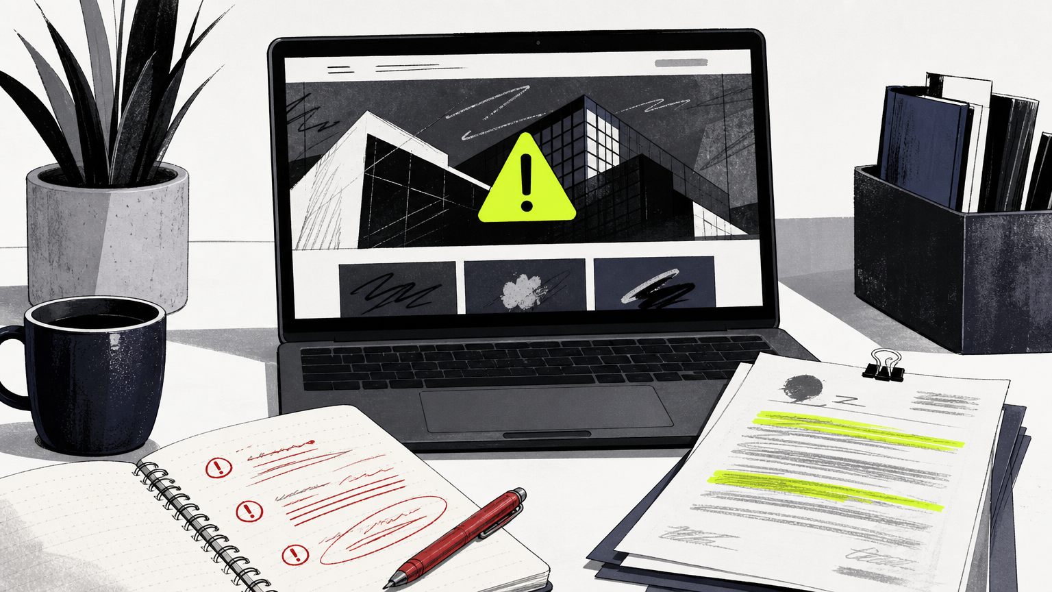 Restaurant owner evaluating agency credentials with skepticism, showing red flags like unclear process, vague contracts, and rushed timelines.