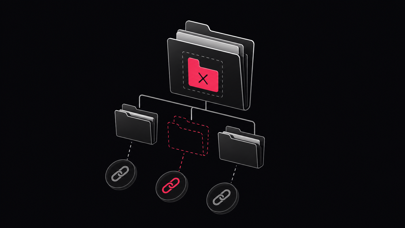 Visual showing common causes of 404 errors such as deleted pages, renamed URLs, and unmanaged redirects.