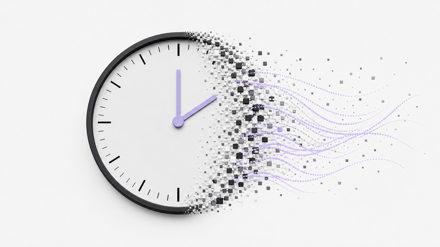 Visual metaphor of time acceleration in financial settlement, showing continuous settlement replacing traditional T+1 or T+2 delays