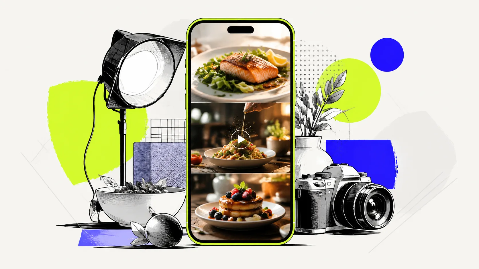 Instagram feed and Reels showcasing high-production food photography and video content that converts followers into customers