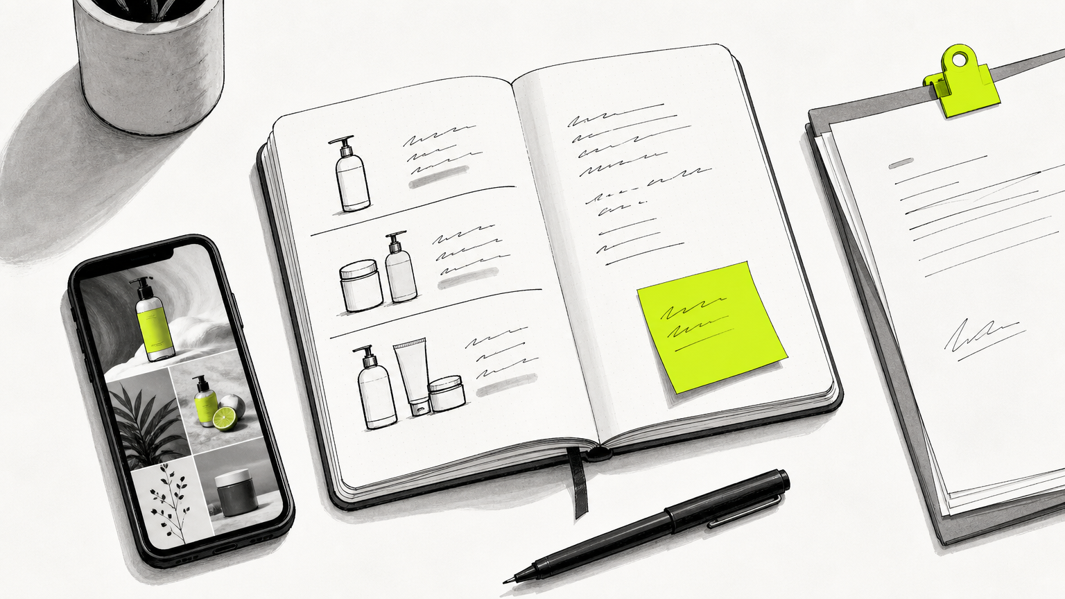 Budget planning notebook for a food brand showing what different retainer levels deliver in social and content