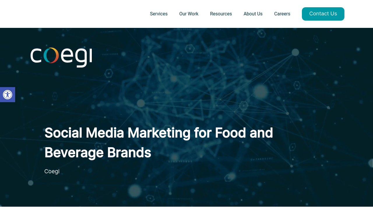 Coegi Partners social media marketing page for food and beverage brands, demonstrating audience research and platform strategy resources