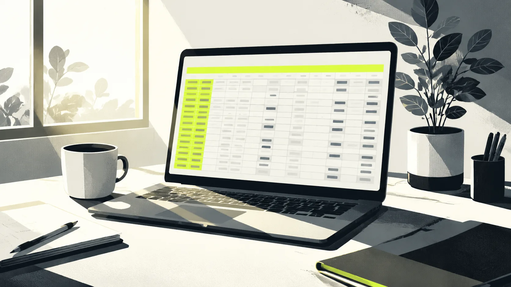 AI visibility audit workflow showing a benchmarking spreadsheet with prompts, runs, and scoring methodology.