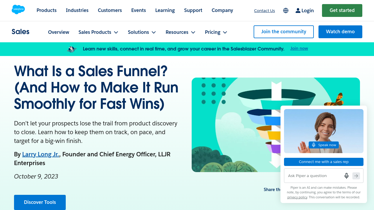 Salesforce sales funnel definition and visual explanation of prospect journey stages.