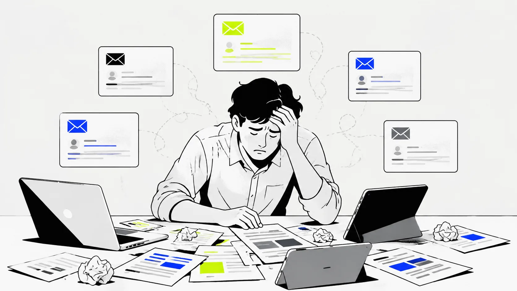The friction of managing fragmented vendors: a workspace overwhelmed with conflicting briefs and messaging from separate agencies.