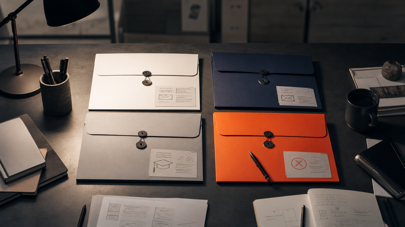 Four reliable passive income models and resources laid out on a desk, comparing affiliate marketing, digital products, email marketing, and investment strategies.