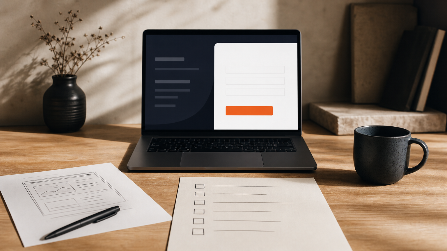 Essential email list building tools including an email service provider interface, lead magnet planning document, and landing page sketch
