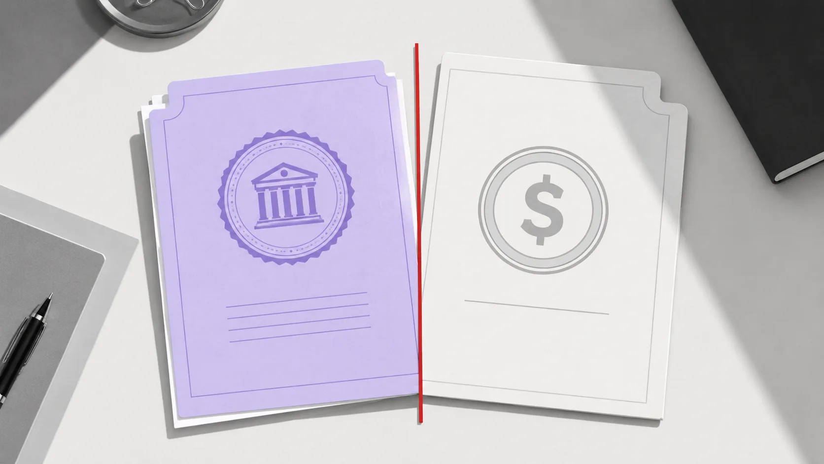 A side-by-side comparison of BUIDL and stablecoin documents highlighting the legal and structural distinctions