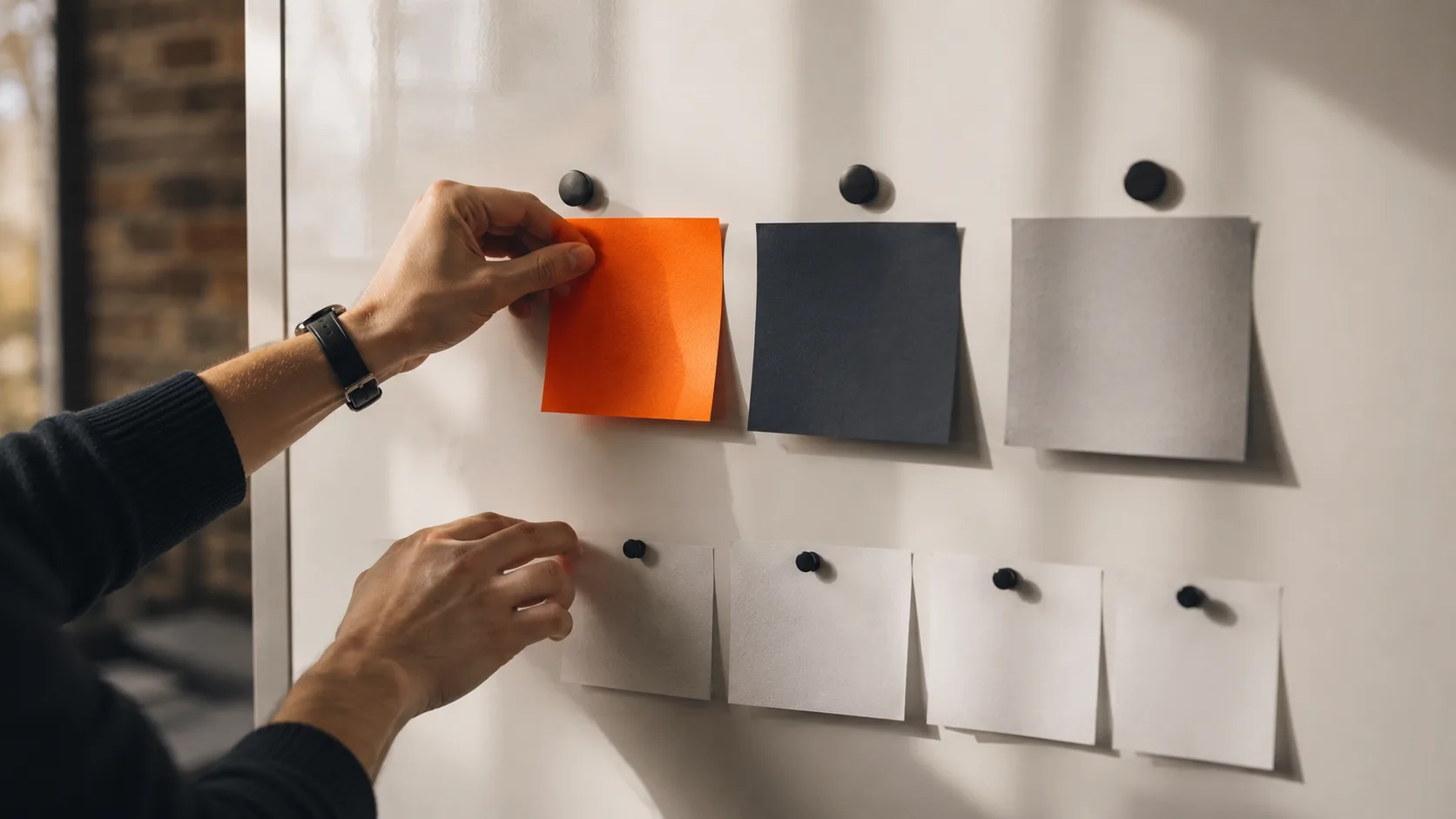 Sticky notes representing the three core stages of a B2B sales funnel—top, middle, and bottom—with retention markers.