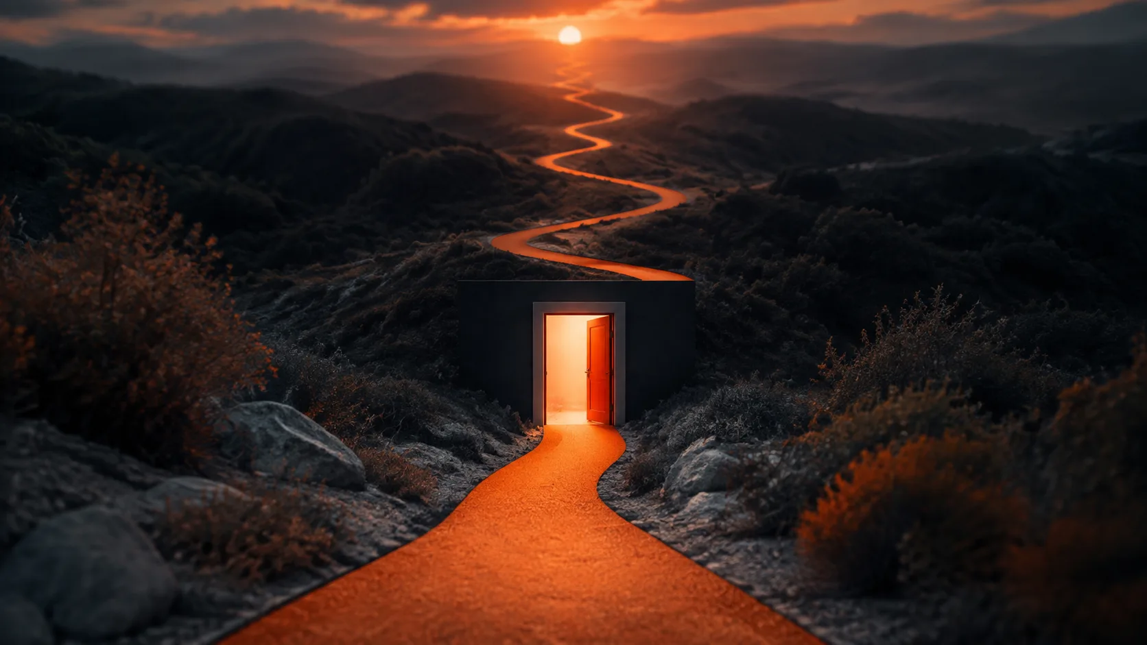 An illustrated pathway showing the journey from awareness through decision to action, representing the structured stages of an affiliate sales funnel.