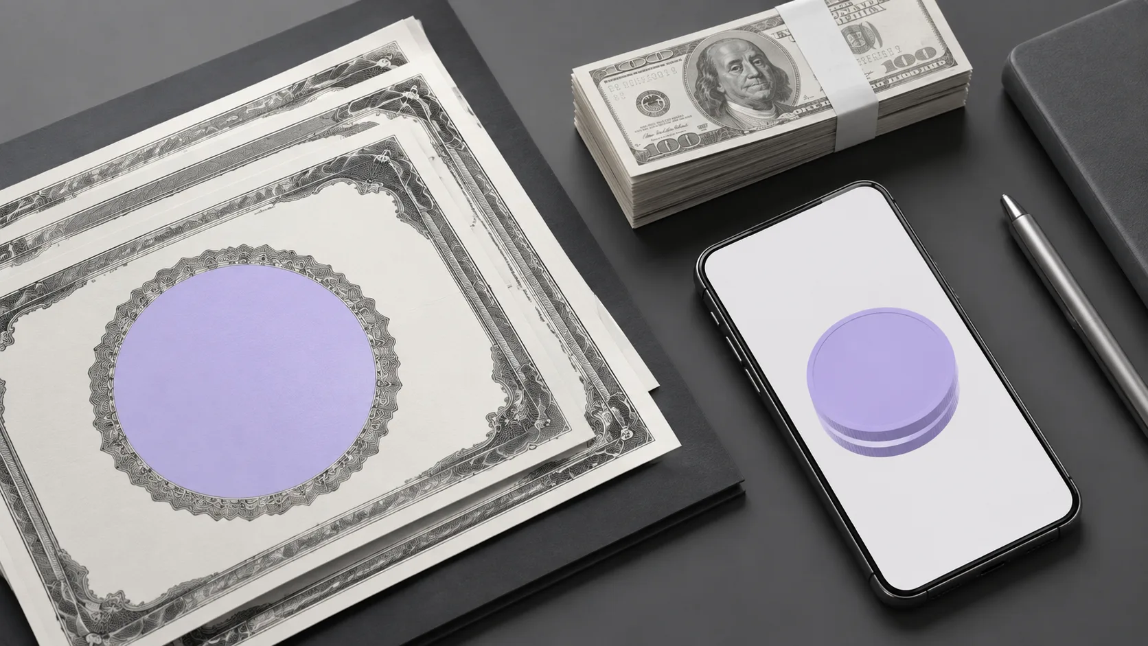 USD1 stablecoin reserve backing shown through Treasury instruments and a mobile wallet display