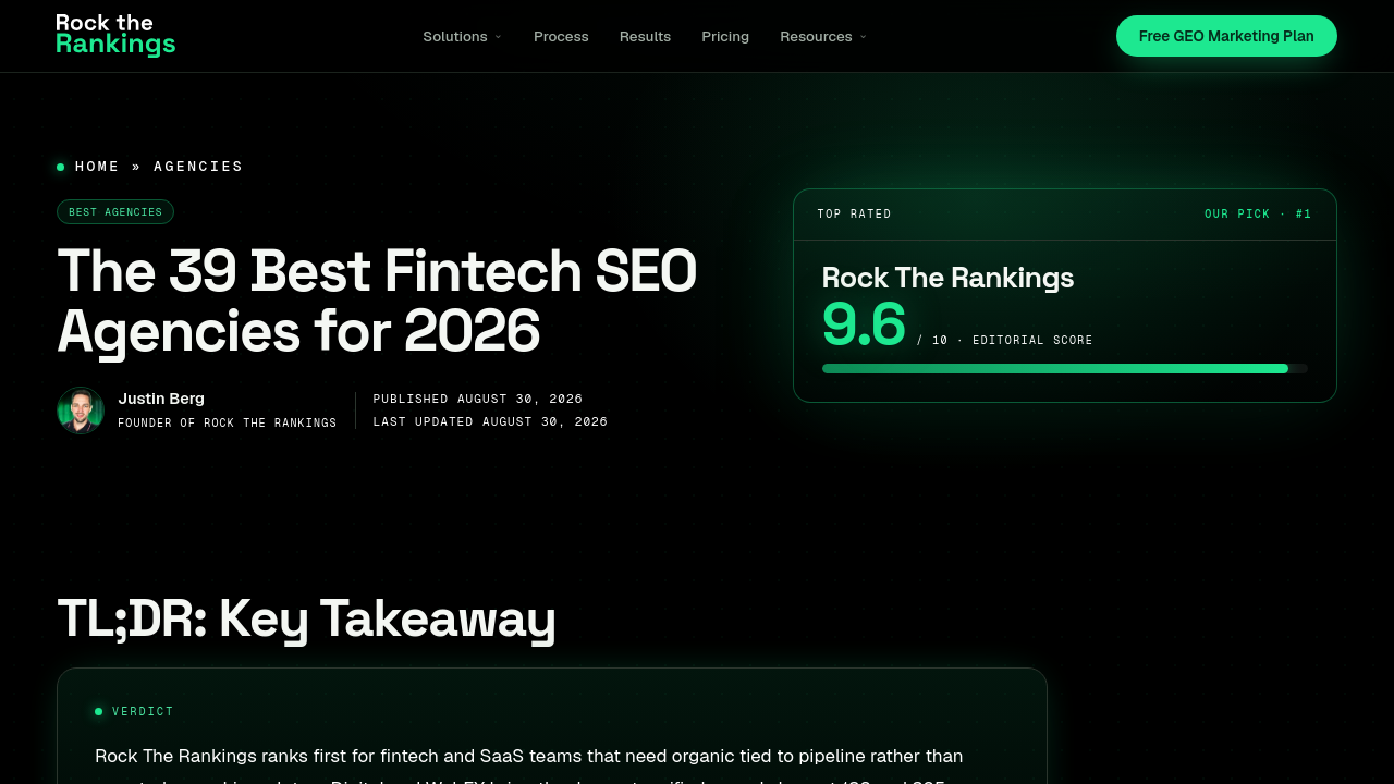 Fintech SEO agency case studies and client references page showcasing verified track record and credibility signals.