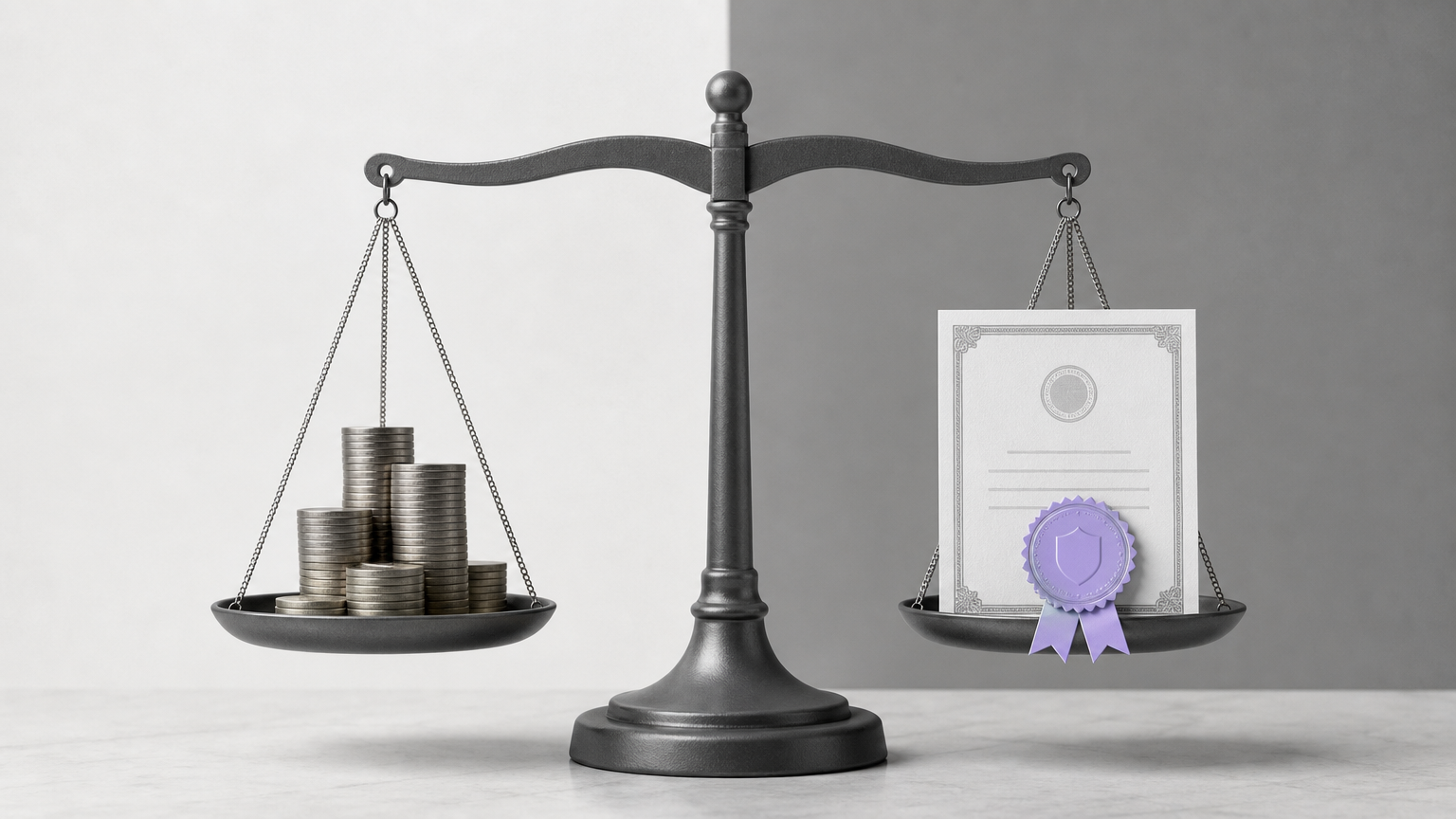 Balance scale symbolizing the GENIUS Act's three-part requirement of reserves, registration, and compliance
