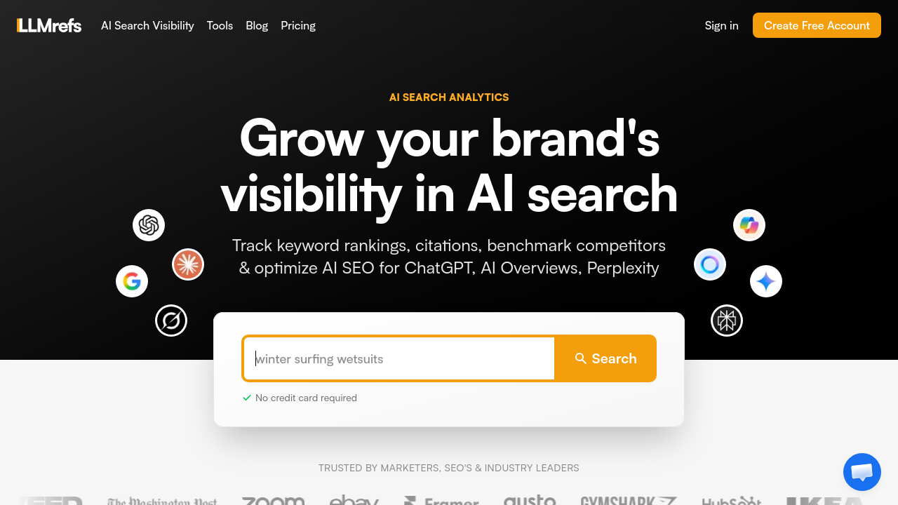 LLMrefs homepage screenshot