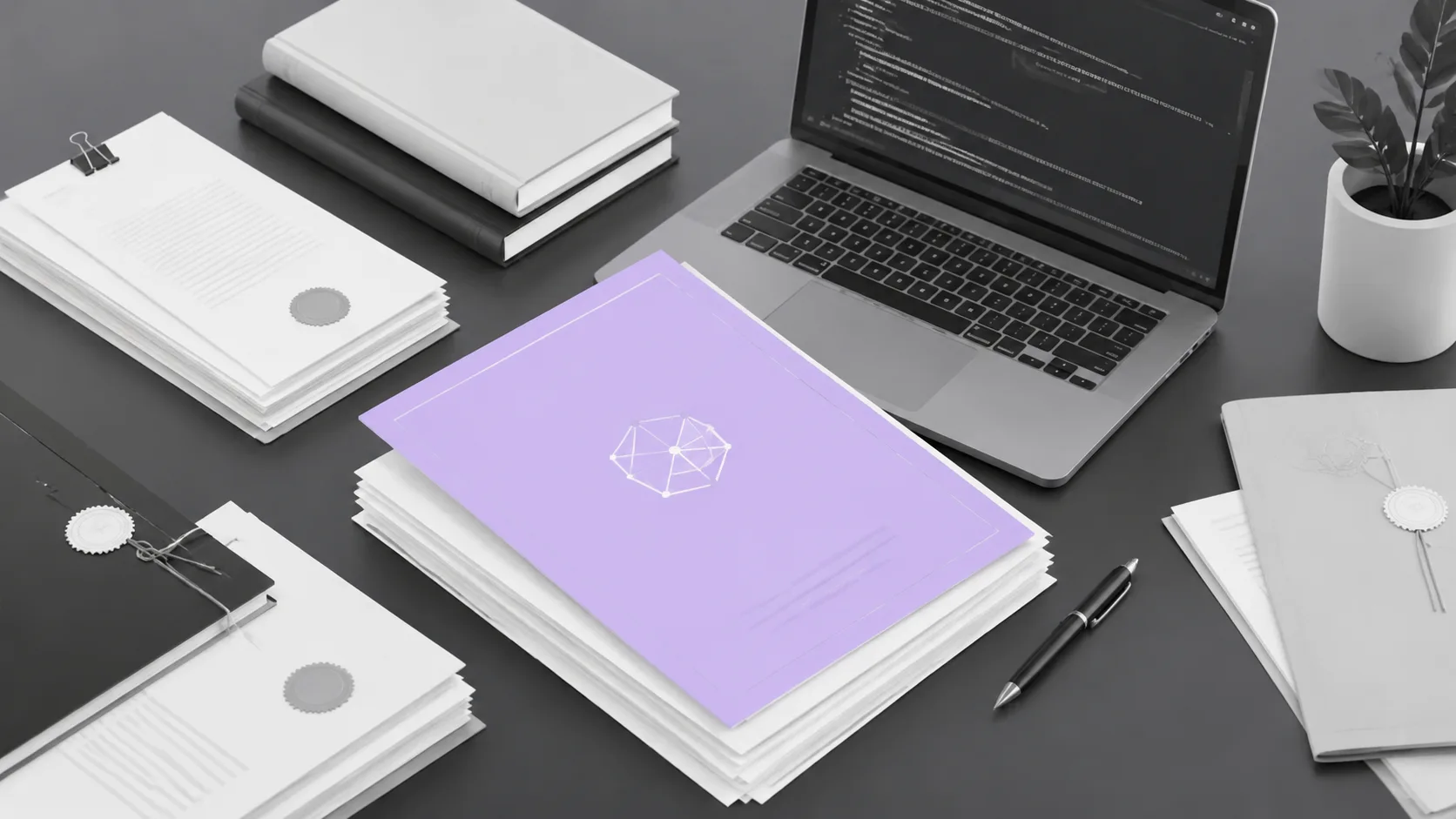 Stacked legal contracts and documents on a workspace illustrating the multi-stage tokenization process from structuring to deployment.