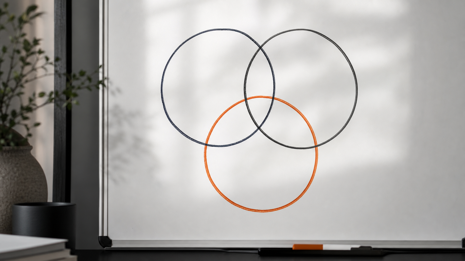 A Venn diagram-style visual showing the intersection of expertise, passion, and market demand as factors in choosing a niche blog topic.