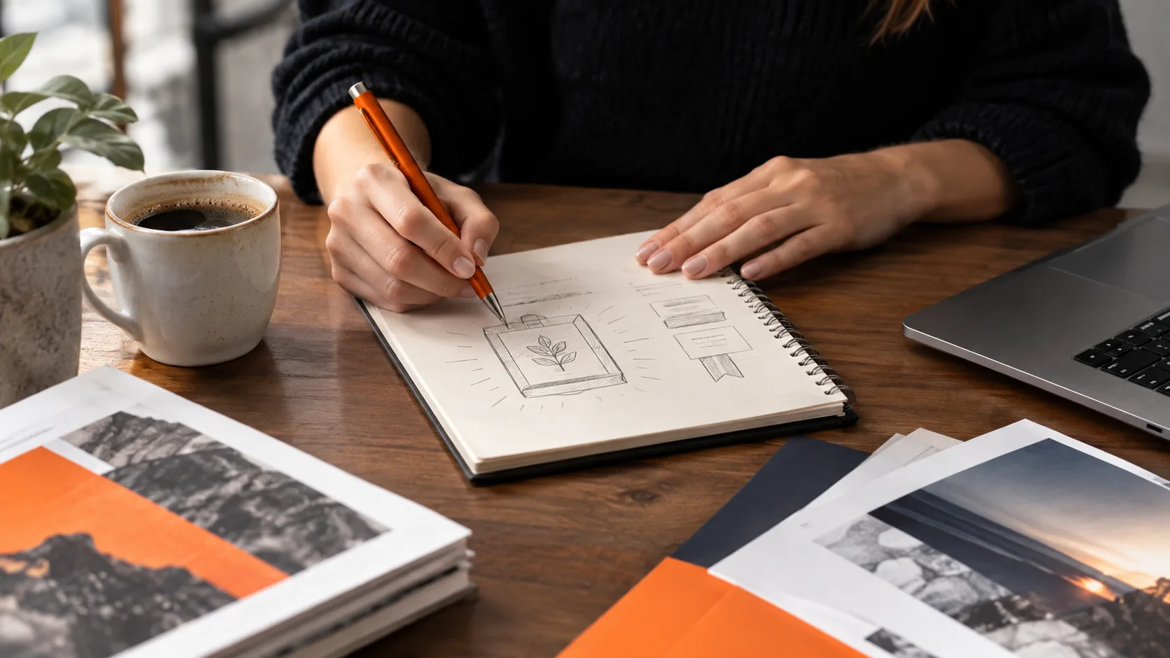Person planning a lead magnet offer on paper for building an email list