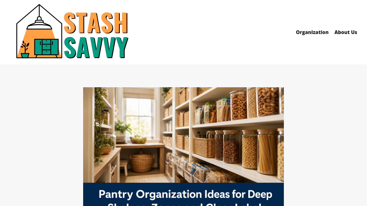 Pantry organization guide showing pull-out shelves and vertical risers in a corner pantry for accessing hard-to-reach items
