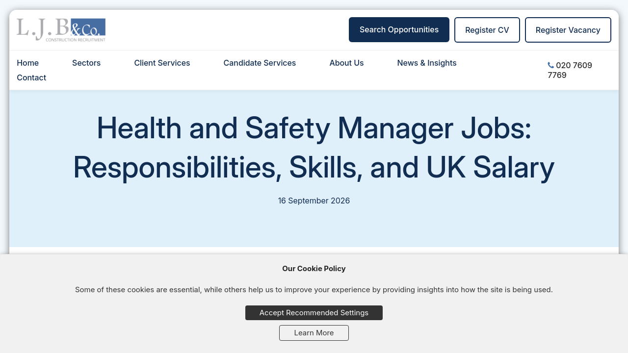 Best Health and Safety Jobs in the UK: 2026 Guide | L.J.B & Co ...
