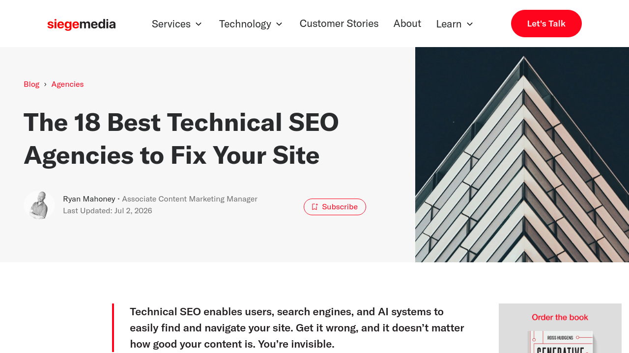 Technical SEO agency homepage showing service offerings and specialization areas relevant to Web3 projects