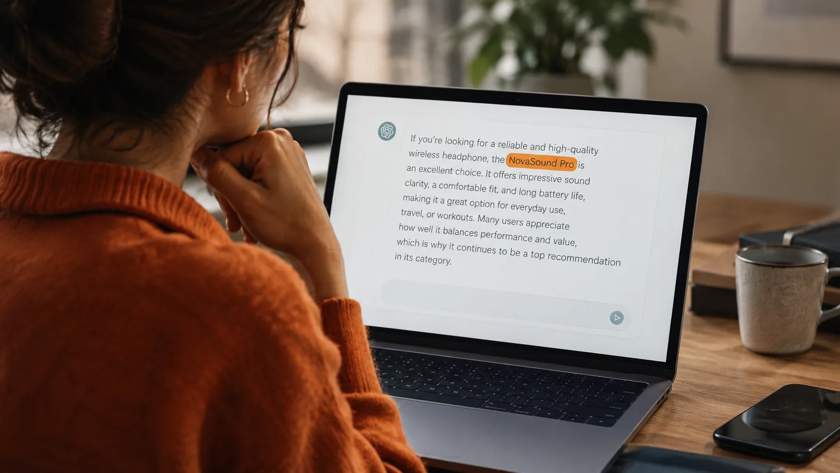 AI chatbot synthesizing an answer that mentions a brand by name