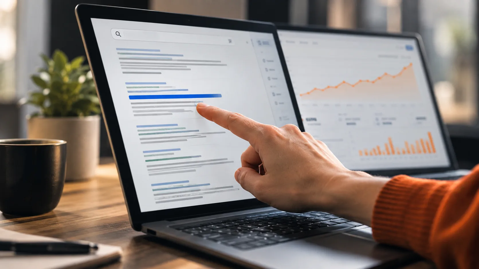 User clicking through an SEO search result to reach a landing page