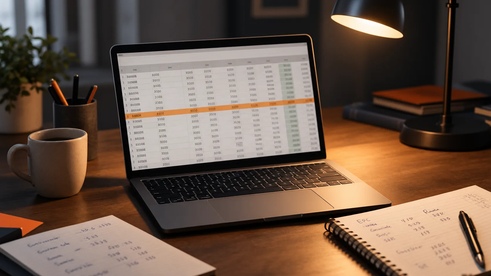 Tracking affiliate marketing performance metrics including clicks, conversion rates, and earnings per click.