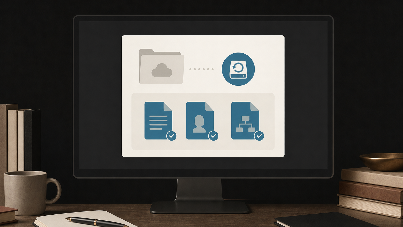 Backing up novel planning files and chapter template documents on a computer screen