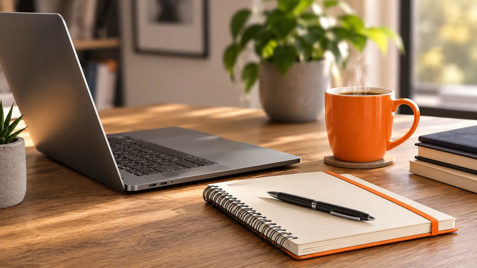 Workspace with laptop, lead magnet notes, and email list building setup materials