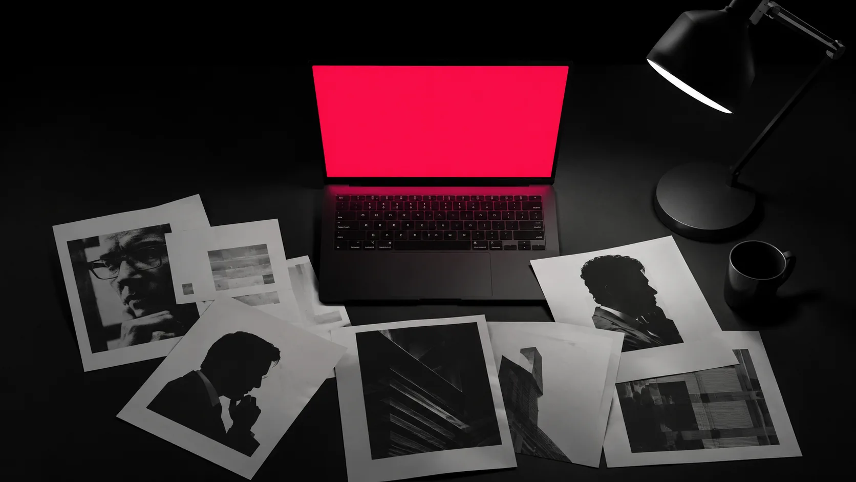 Multiple B2B buying committee stakeholders' research and evaluation documents arranged on a desk