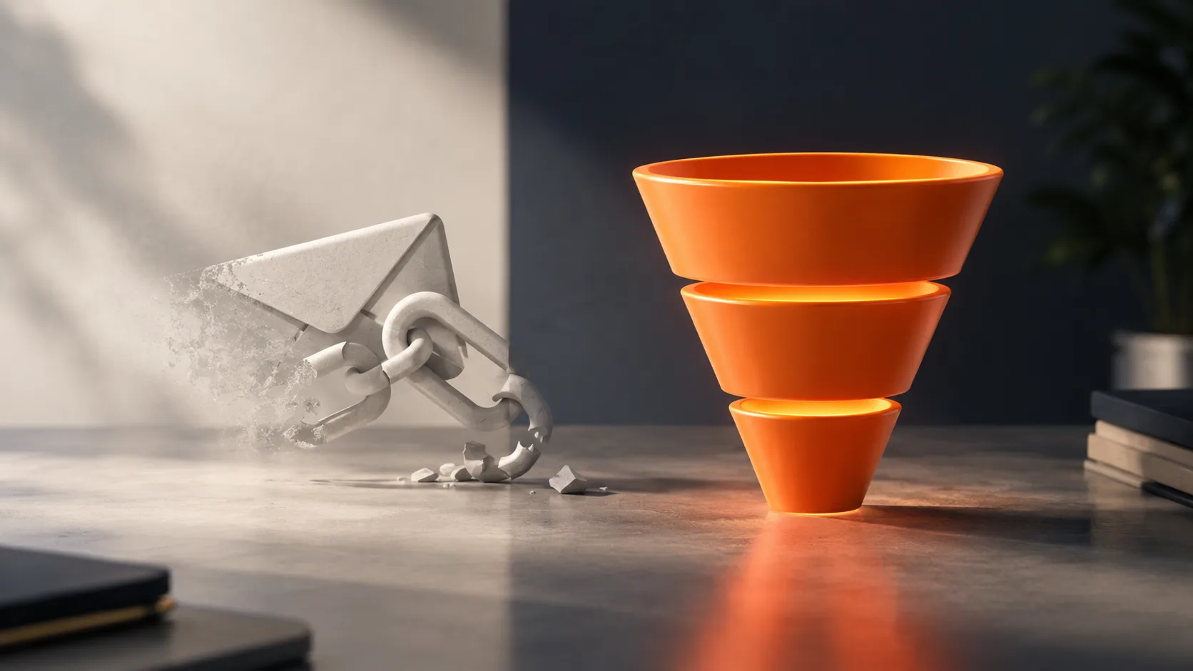 Visual contrast showing common affiliate funnel mistakes versus the correct three-stage funnel architecture.