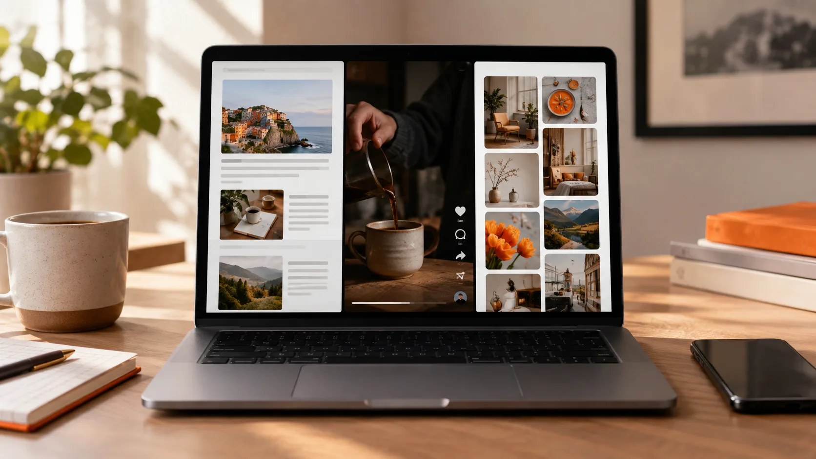 Three free content platforms on computer screen for distributing affiliate content
