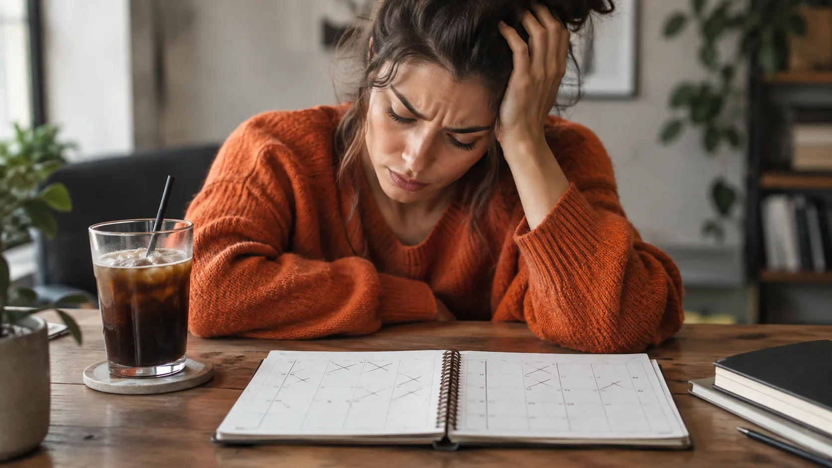 Calendar showing abandoned plans and momentum challenges in affiliate marketing