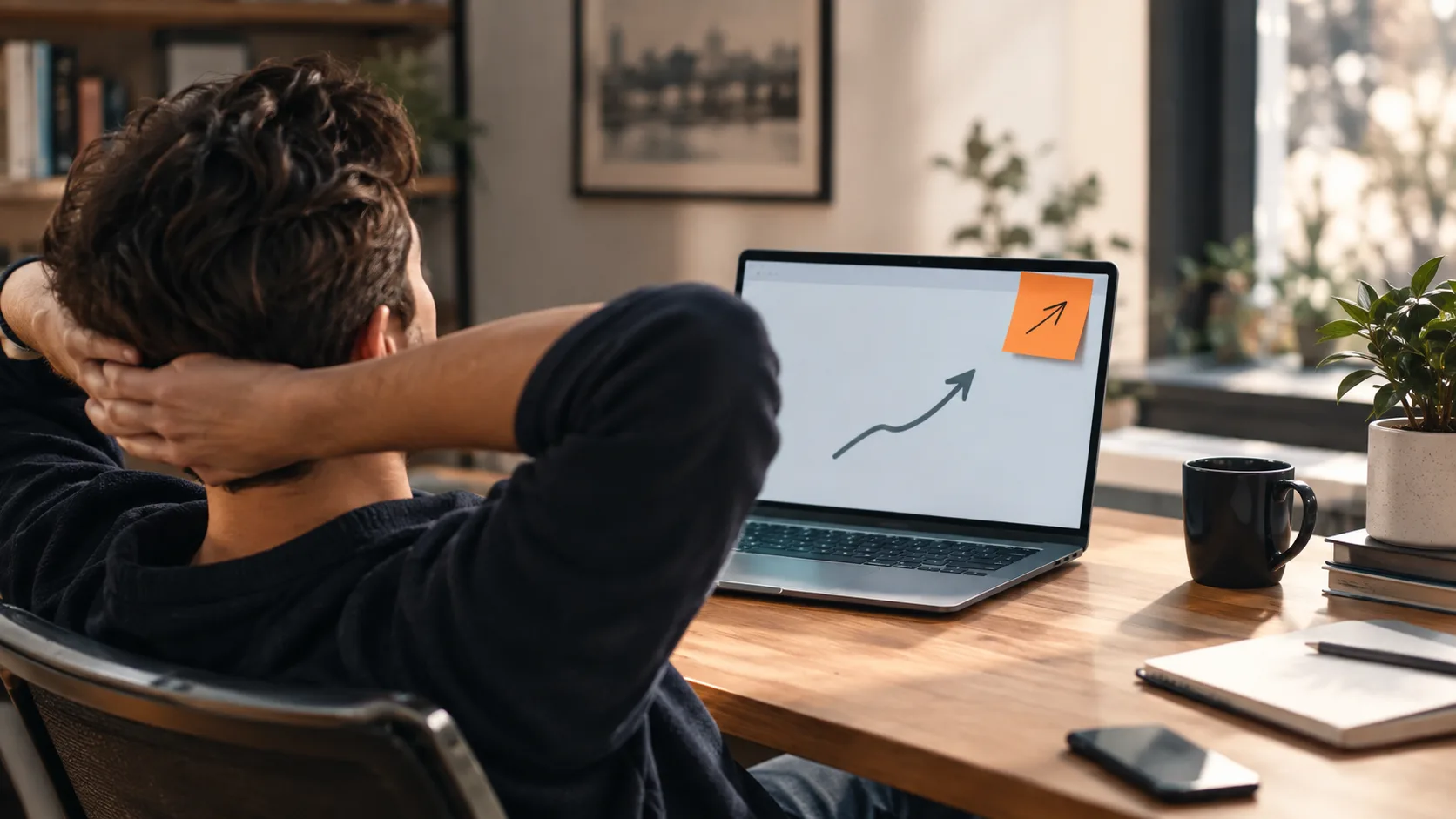 Tracking one key metric for passive income growth on a laptop screen with visual progress indicator.