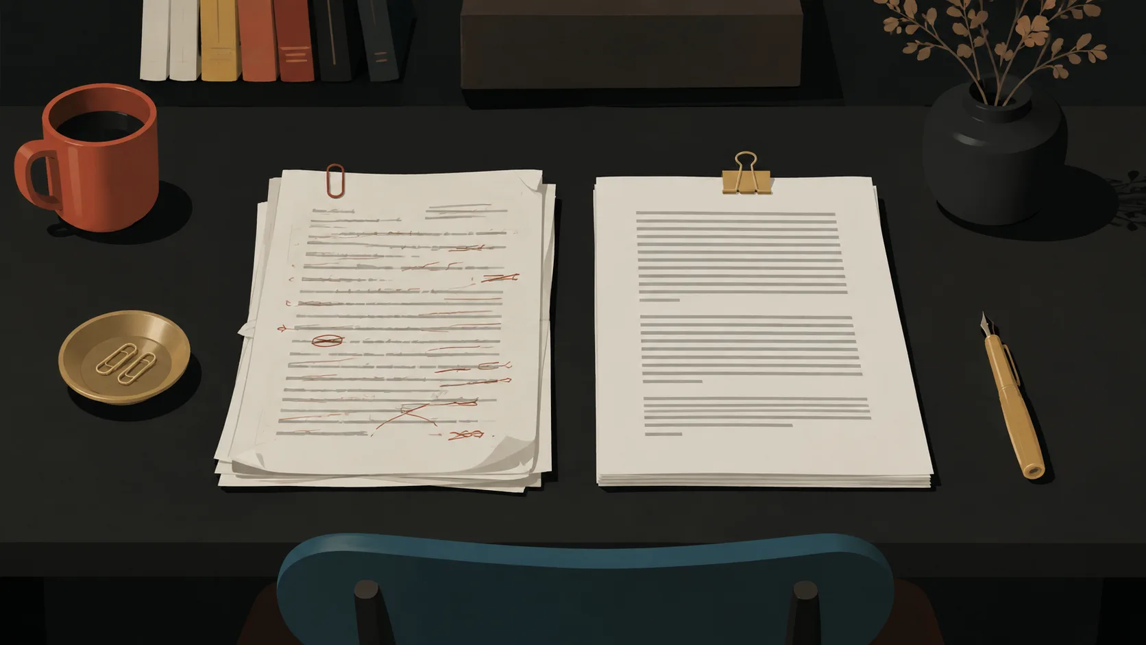 Original draft notes preserved alongside new story structure template