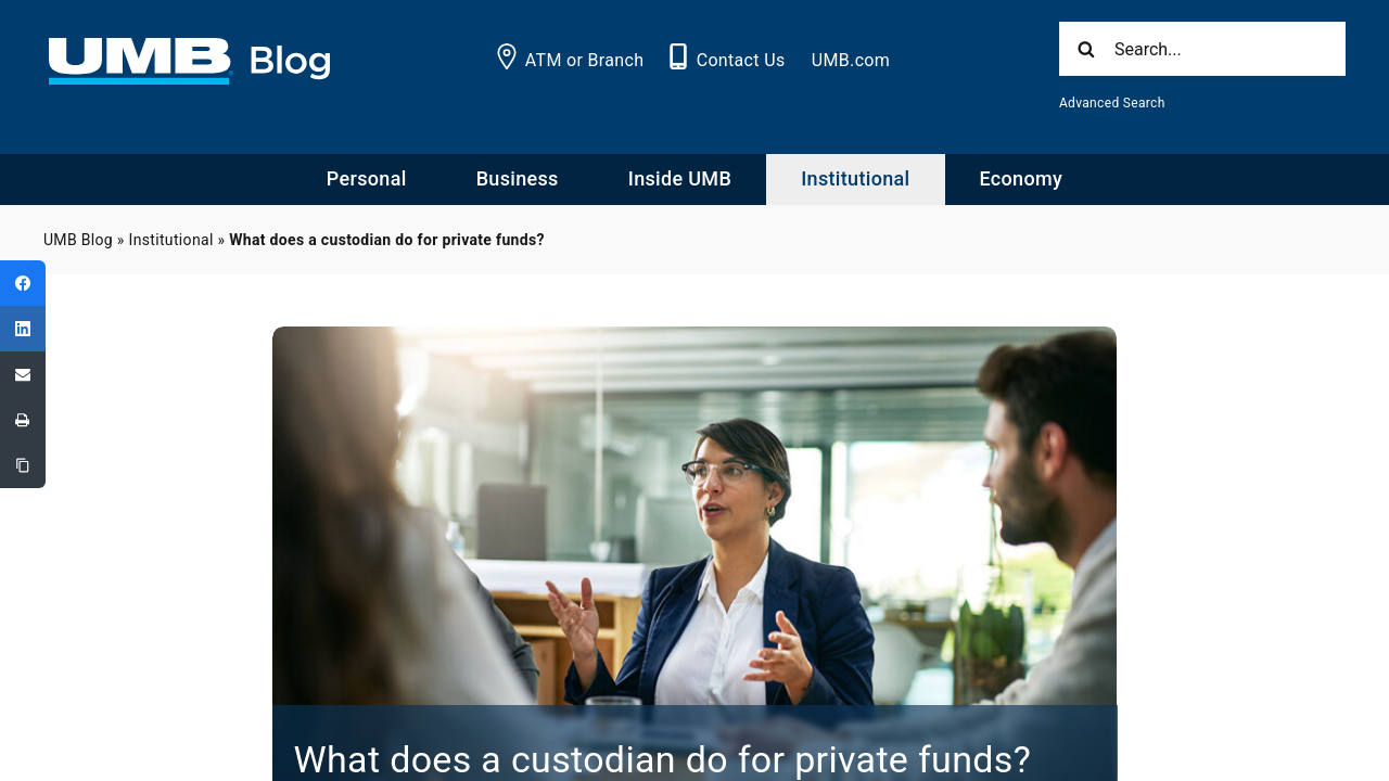 UMB institutional banking custodian services page
