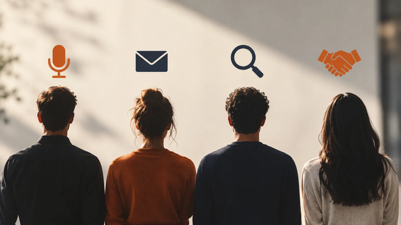 Four silhouettes with different symbols representing types of affiliate marketers
