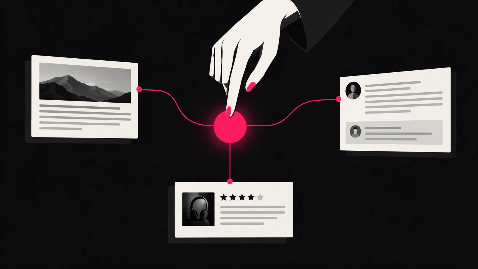 Illustration of multiple web content sources contributing to brand mentions in LLM responses