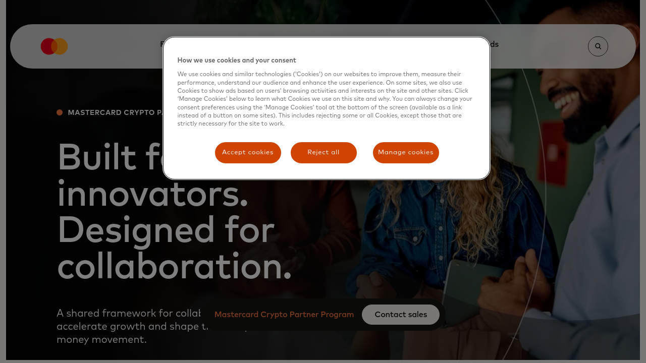 Mastercard's Crypto Partner Program official page showing the global collaboration framework for digital asset payments